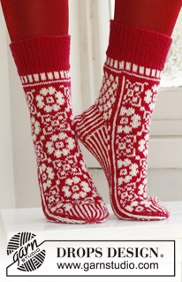 Free patterns - Vánoční ponožky a papučky / DROPS Extra 0-860